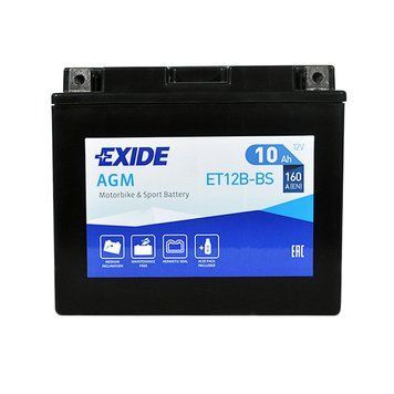 Мото акумулятор EXIDE ET 12B-BS (12V, 10A) EXIDE-1372 фото