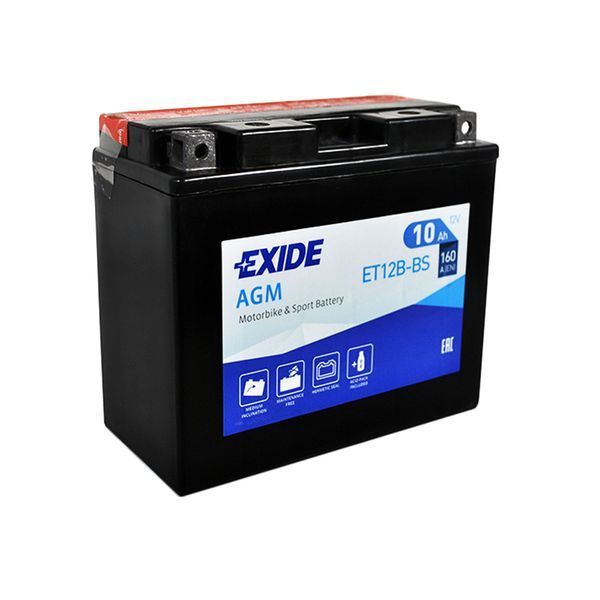 Мото акумулятор EXIDE ET 12B-BS (12V, 10A) EXIDE-1372 фото