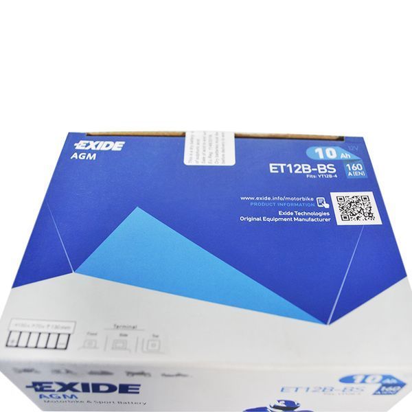 Мото акумулятор EXIDE ET 12B-BS (12V, 10A) EXIDE-1372 фото