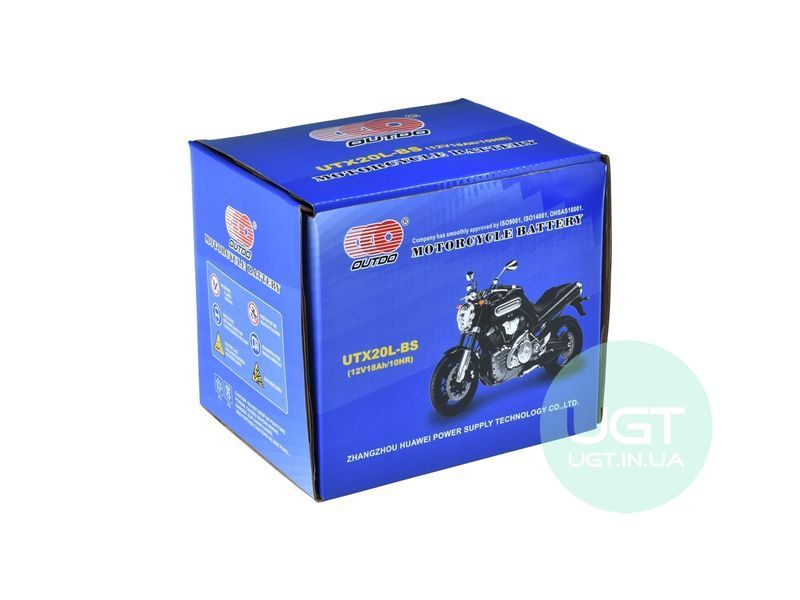 МОТО Аккумулятор OUTDO UTX20L-BS AGM Start&Stop 12V 18AH UTX20L-BS фото