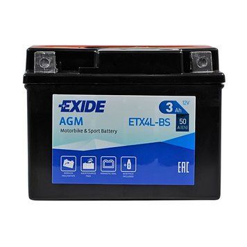 Мото акумулятор EXIDE ETX 4L-BS EXIDE (12V, 3A) EXIDE-1035 фото