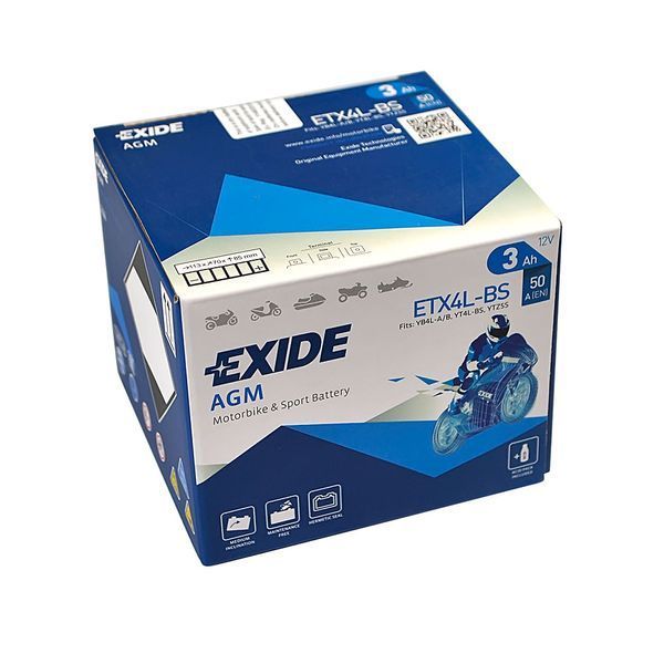 Мото акумулятор EXIDE ETX 4L-BS EXIDE (12V, 3A) EXIDE-1035 фото