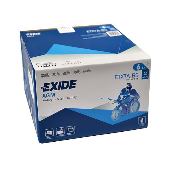 Мото акумулятор EXIDE ETX 7A-BS EXIDE (12V, 6A) EXIDE-1036 фото