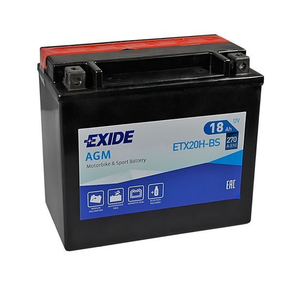 Мото аккумулятор EXIDE ETX 20H-BS EXIDE (12V, 18A) EXIDE-1038 фото