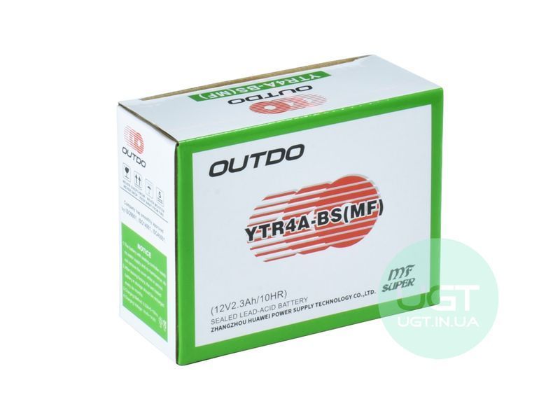 МОТО Аккумулятор OUTDO GEL YTR4A-BS (MF) 12 V 2.3 A YTR4A-BS (MF) фото