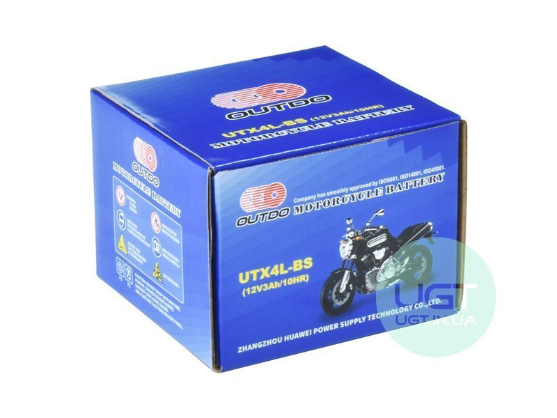МОТО Аккумулятор OUTDO UTX4L-BS AGM Start&Stop 12V 3AH UTX4L-BS фото