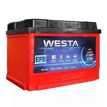 Автомобильный аккумулятор WESTA 6CT-63 А L+ Аз RED EFB Start-Stop WEFB631 фото