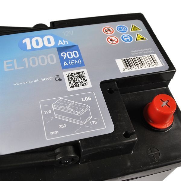 Автомобильный аккумулятор EXIDE (EL1000) Start-Stop EFB 100Аh 900A R+ EXIDE-1215 фото