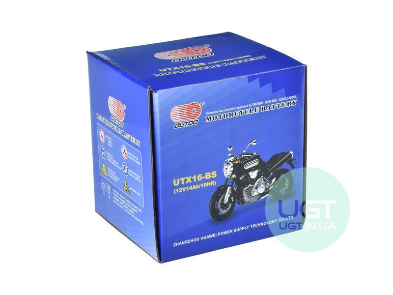 МОТО Акумулятор OUTDO UTX16-BS AGM Start&Stop 12V 14AH UTX16-BS фото